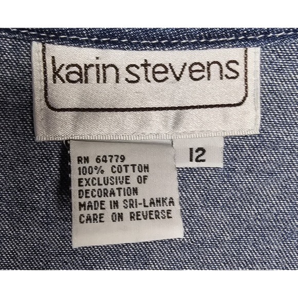 Karin Stevens Vintage Denim Jean Dress Jumper Button Down Women Size 12 - Picture 5 of 6